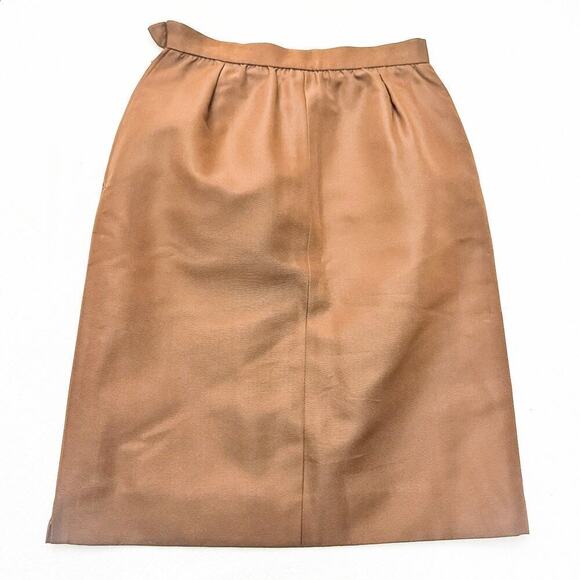 YSL Saint Laurent Rive Gauche Paris Brown Pencil Skirt Pockets VTG Size 34 - Picture 6 of 7